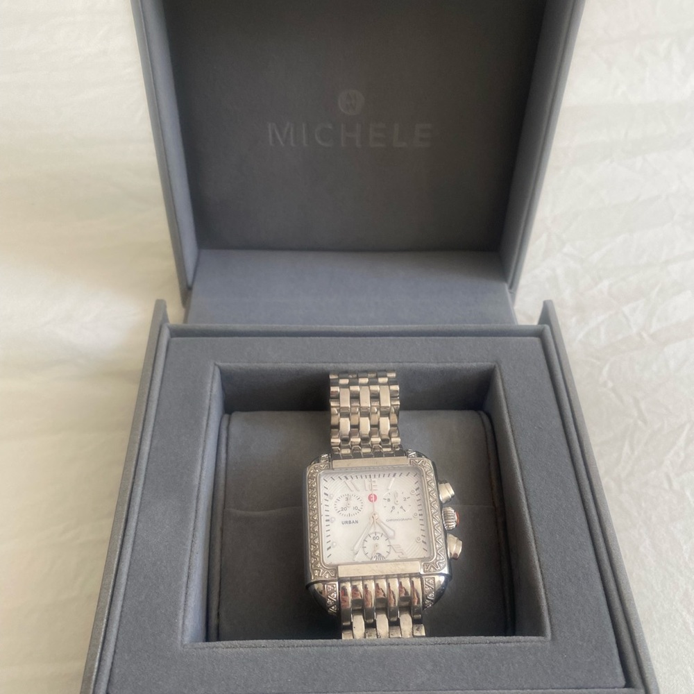 MICHELLE Deco Diamond Silver Bracelet Watch